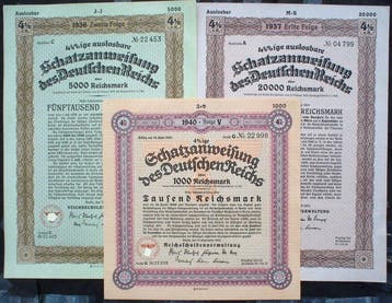 Verzameling van obligaties of aandelen - 3 x Duitse regering