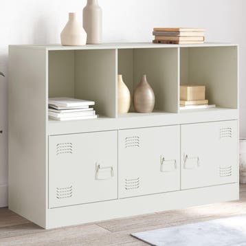 vidaXL Dressoir 99x39x73 cm staal wit, Verzenden, Nieuw, 50 tot 100 cm, Metaal