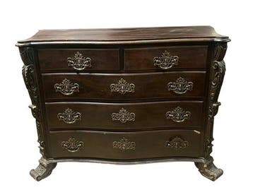 Commode - Hout - Grote houten kist met houtsnijwerk, Antiek en Kunst
