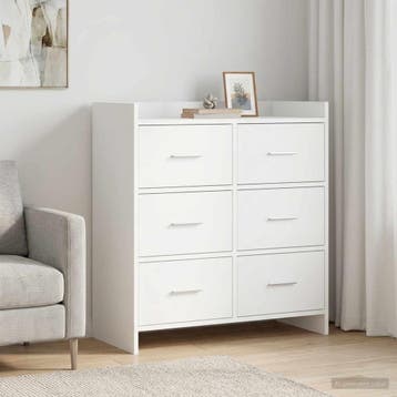 vidaXL Dressoir Wit 75 x 33 x 80 cm Bewerkt hout, Huis en Inrichting, Kasten | Dressoirs, Verzenden, Nieuw, Overige houtsoorten