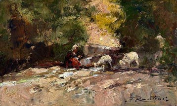 Ferruccio Rontini (1893-1964) - L’abbeverata, Antiek en Kunst