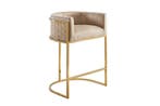 Barkruk ELEGANCE fluweelbeige met goudkleurig, Huis en Inrichting, Barkrukken, Ophalen of Verzenden, Nieuw