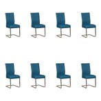 Set van 8 Leren eetkamerstoelen Remix - Hermes Turquoise, Huis en Inrichting, Stoelen, Ophalen of Verzenden, Nieuw, Leer