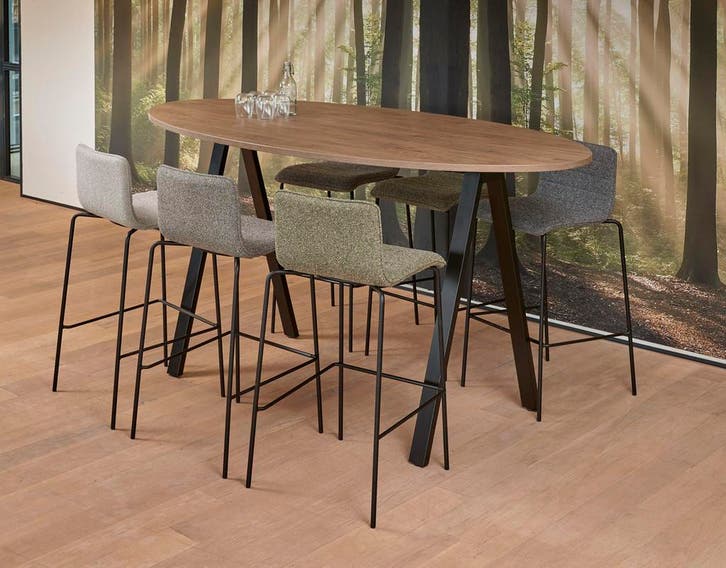 Bartafel Industrieel Ellips V-poot Hoog 220x110cm Leverbaar, Huis en Inrichting, Tafels | Eettafels, Nieuw, Ophalen of Verzenden