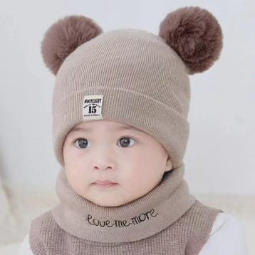 Warme Gebreide Babymuts met Dubbele Pompon - Winter Muts voo, Verzenden, Nieuw
