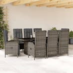 vidaXL 9-delige Tuinset met kussens poly rattan grijs, Tuin en Terras, Nieuw, 8 zitplaatsen, Tuinset, Verzenden