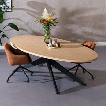 50% Korting: Eettafel Dio melamine eiken ovaal 270 x 130 cm, Huis en Inrichting, Tafels | Eettafels, Ophalen, Zo goed als nieuw