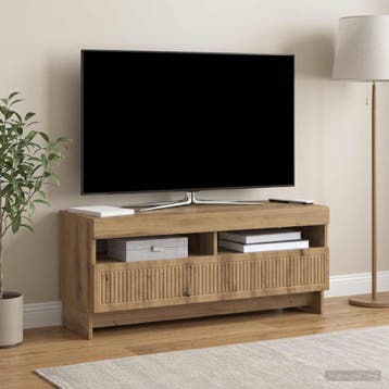 vidaXL LED tv-meubel EDE 100 x 35 x 43 cm Artisanaal eiken, Huis en Inrichting, Minder dan 50 cm, Verzenden, Nieuw, Minder dan 100 cm