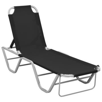 Tuinligbed Textileen Zwart | Laatste Stuk!, Tuin en Terras, Ligbedden, Ophalen of Verzenden, Nieuw, Aluminium, Verstelbaar