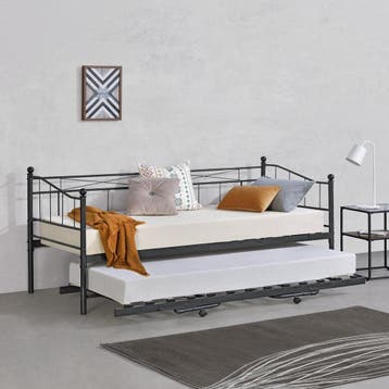 Slaapbank met onderschuifbed Skutskär 90x200 cm zwart, Verzenden, Nieuw