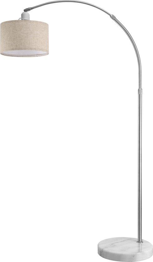Booglamp – Stoffen Kap – Marmeren Voet - 150-175 cm- Bei, Huis en Inrichting, Lampen | Hanglampen, Nieuw, Verzenden