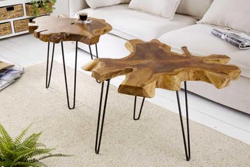 Unieke bijzettafel WILD 50cm teakhouten salontafel - 38243, Ophalen of Verzenden, Nieuw
