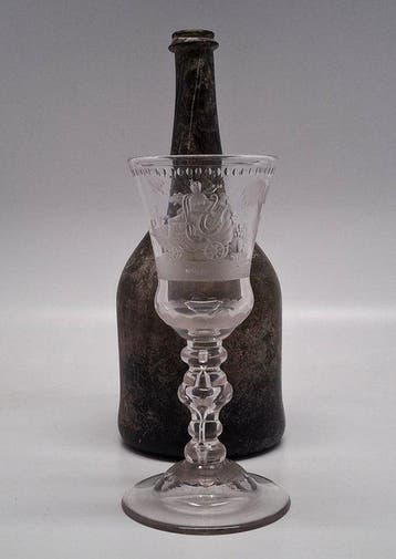 Wijnglas - c1750 Grieks Romeinse Muze Erato - Glas - Nimf