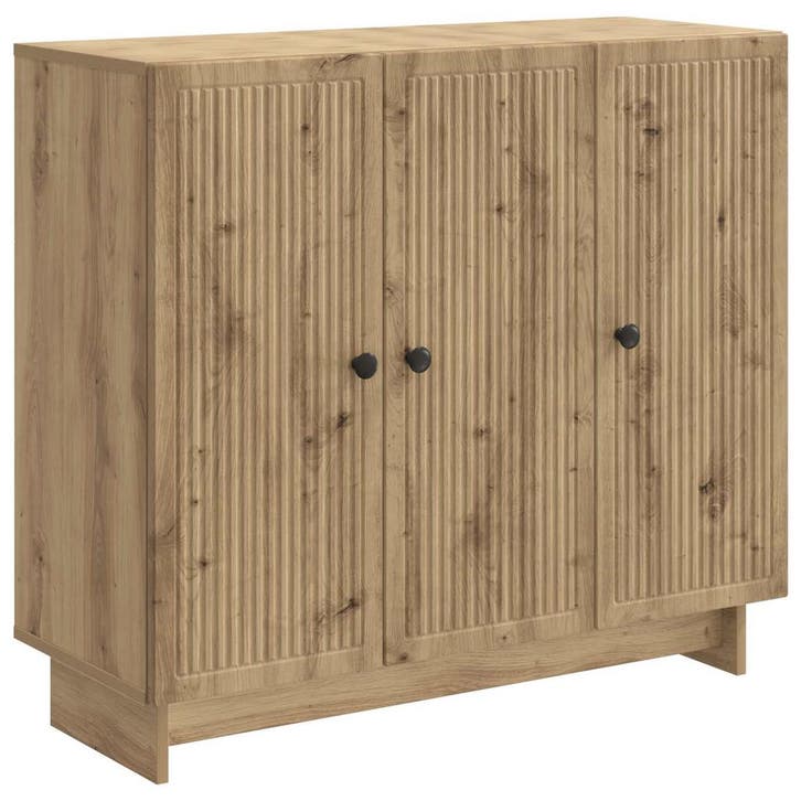 vidaXL Dressoir Artisanaal eiken 89 x 34,5 x 80 cm Bewerkt, Huis en Inrichting, Kasten | Dressoirs, Nieuw, Minder dan 50 cm, Overige houtsoorten