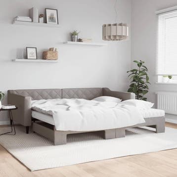 vidaXL Slaapbank met onderschuifbed en matrassen 100x200 cm, 100 cm, Eenpersoons, Verzenden, Nieuw
