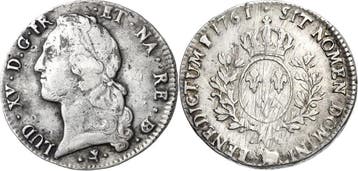 Écu (au bandeau) 1761, Frankreich Ludwig Xv 1715-1774, Verzenden