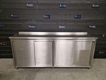 Werktafel kast | 4 schuifdeuren | RVS | 250 cm, Gebruikt, RVS Meubilair