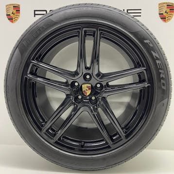 Porsche Macan II ORIGINELE 20inch Turbo II zwart met banden, Ophalen, Gebruikt, 295 mm, Banden en Velgen