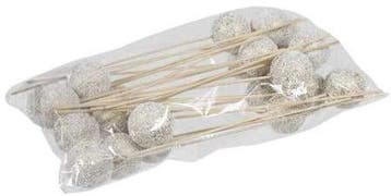 Kerstballen op lange stok onbreekbaar wit/goud 50 mm zak ca., Ophalen of Verzenden, Nieuw