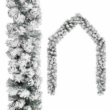 vidaXL Kerstslinger met sneeuw 10 m PVC groen, Verzenden, Nieuw