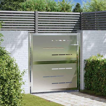 vidaXL Tuinpoort met slot Zilver 85 x 97 cm Roestvrij staal, Verzenden, Nieuw