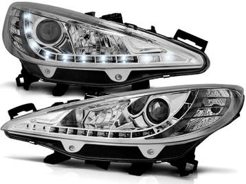 Koplampen Peugeot 207 06- Devil Eyes LED chroom, Ophalen of Verzenden, Nieuw