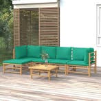 vidaXL 6-delige Loungeset met kussens bamboe groen, Verzenden, Nieuw, Hout, Loungeset