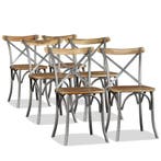 vidaXL Eetkamerstoelen massief mangohout en stalen, Verzenden, Nieuw