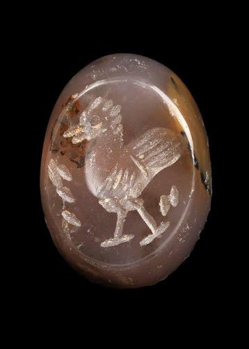 Sasanian agaat Stempelzegel met een vogel (Zonder