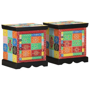 vidaXL Nachtkastje 2 st 40x35x45 cm massief mangohout mango, Minder dan 45 cm, Verzenden, Nieuw, Minder dan 55 cm