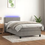 vidaXL Boxspring met matras en LED fluweel lichtgrijs 90x200, 90 cm, Eenpersoons, Verzenden, Nieuw
