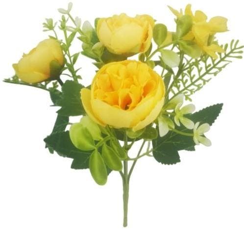 Boeketje ranonkel hortensia hydrangea en besjes geel, Huis en Inrichting, Woonaccessoires | Kunstplanten en Kunstbloemen, Nieuw