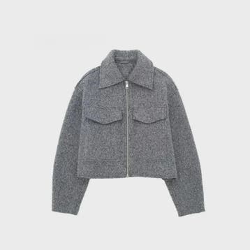 Chique Grijze Dames Jas met Rits en Zakken - Vintage Stijl, Verzenden, Nieuw