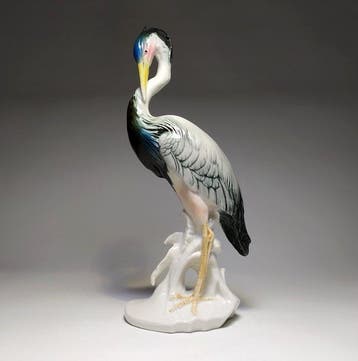 Karl Ens, Volkstedt - sculptuur, Grey Heron - 24 cm -, Antiek en Kunst