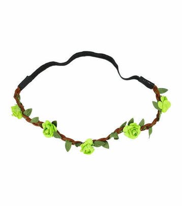 Haarband Bloemen – Gevlochten - Roosjes – Groen, Nieuw
