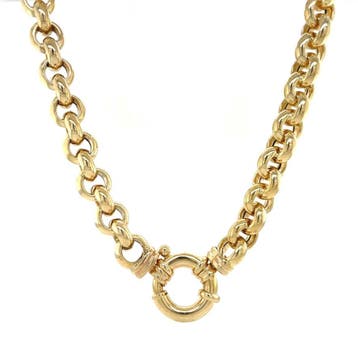 Gouden jasseron collier 50 cm 14 karaat, Sieraden, Tassen en Uiterlijk, Kettingen, Verzenden, Zo goed als nieuw, Goud