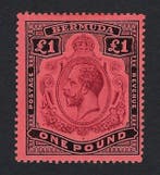 Bermuda 1918 - Koning George V £1 dof paars en zwart op rood, Gestempeld