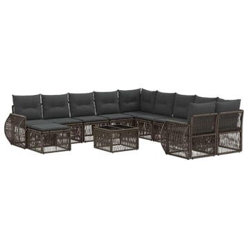 vidaXL Tuinbankenset 12 pcs Grijs poly rattan, Verzenden, Nieuw, 2 zitplaatsen