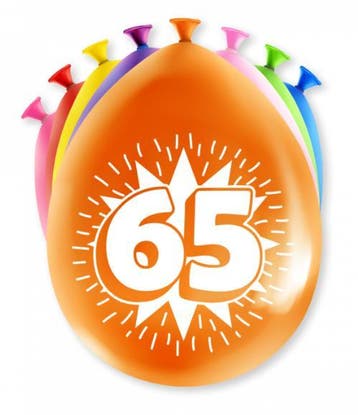 Happy Party Ballonnen 65 jaar, Verzenden, Nieuw, Versiering, Verjaardag