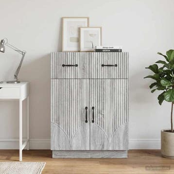 vidaXL Dressoir met lade Grijs sonoma 66 x 34,5 x 87 cm, Verzenden, Nieuw, Overige houtsoorten, Minder dan 50 cm