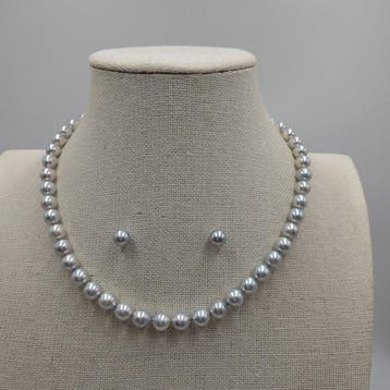 Halsketting - 14 karaat Zilver, Witgoud Parel - K14WG, Nieuw