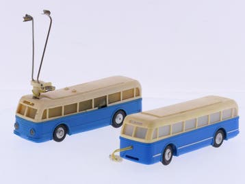 Schaal H0 Eheim 6101 (Brawa) trolleybus crème-blauw #9207, Ophalen of Verzenden, Gebruikt, Analoog