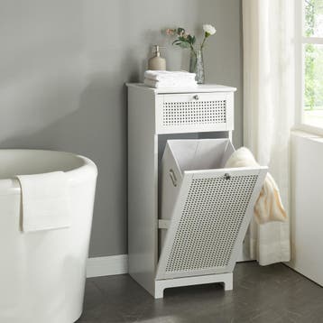 [en.casa] Badkamerkast Karlsøy met wasmand 90x38x40 cm wit, Verzenden, Nieuw