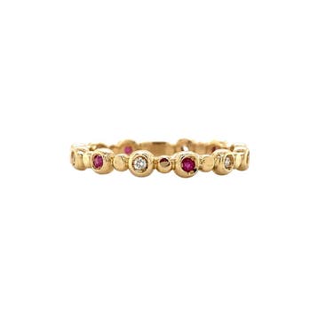 Gouden ring met robijn en diamant 14 krt* nieuw, Verzenden, Zo goed als nieuw, Goud