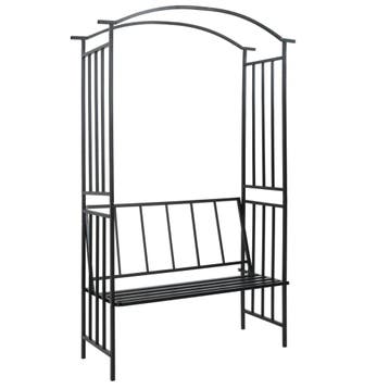 vidaXL Tuinboog met bank 128x50x207 cm ijzer zwart, Tuin en Terras, Verzenden, Nieuw
