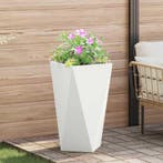 vidaXL Plantenbak Wit 40 x 40 x 75 cm Staal, Verzenden, Minder dan 60 cm, Nieuw, Metaal