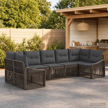 vidaXL Tuinbankenset 7 st 7-Aantal zitplaatsen Grijs poly, Verzenden, Nieuw, 7 zitplaatsen