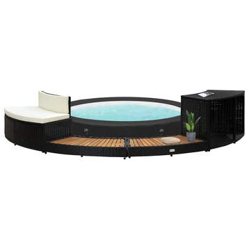 vidaXL Spa-ombouw poly rattan en massief acaciahout zwart, Verzenden, Nieuw