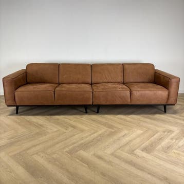 BePureHome 4-zits Bank 280 cm, bruin suède (imitatie), Ophalen of Verzenden, Gebruikt, Bureau