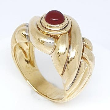 Ring - 18 karaat Geel goud - 0.50ct. tw. Carneool, Sieraden, Tassen en Uiterlijk, Nieuw